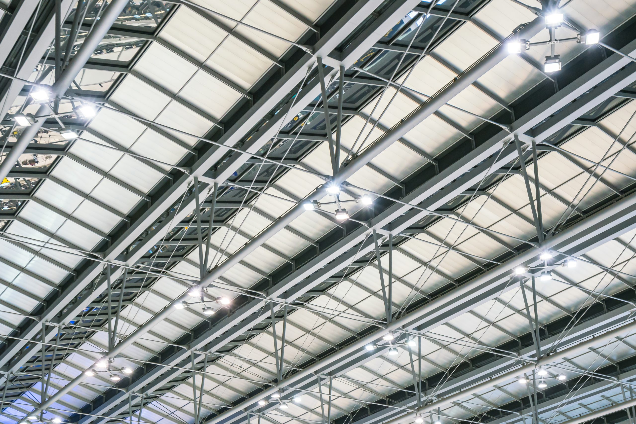Modern  metal roof structure of airport architecture